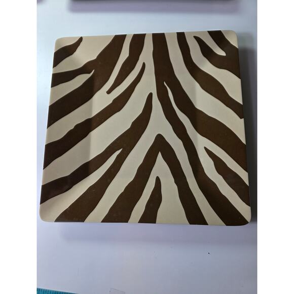Zebra Dinner Plates - Etsy HOME Brown Tan Zebra Stripes Square 10\